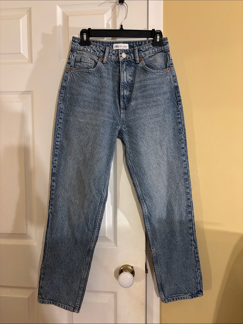 ZARA Light Blue High-Rise Straight Jeans